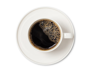 coffee cup top view  isolated on white background. with clipping path.