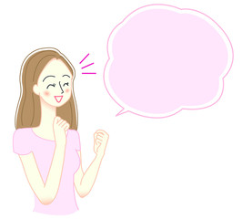 ガッツポーズをする若い女性のイラスト
