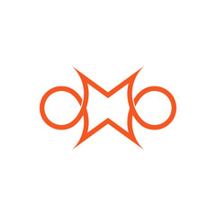 letter m w infinity lines geometric logo vector