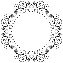 Vintage floral frame, with color black and isolated on a white backdrop, decoration greeting cards. Vector