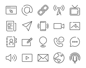 set of contact icon, such as address, phone, mail, social media