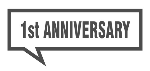 1st anniversary sign. 1st anniversary square speech bubble. 1st anniversary