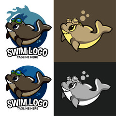 dolphin swim logo for swim school 