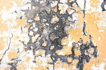 Abstract yellow wall background with scuffs and cracks