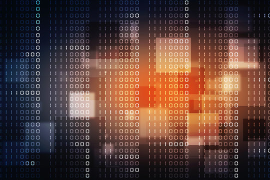 2d illustration abstract digital binary data on computer screen