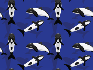 Commerson's Dolphin Cartoon Background Seamless Wallpaper