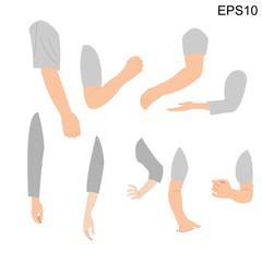 Set of human hands with different gestures collection for design.flat style cartoon vector illustration.