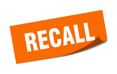recall sticker. recall square isolated sign. recall