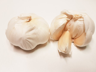 garlic isolated in white background slice and whole