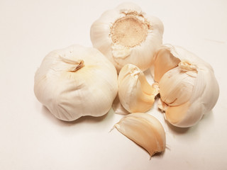 garlic isolated in white background slice and whole