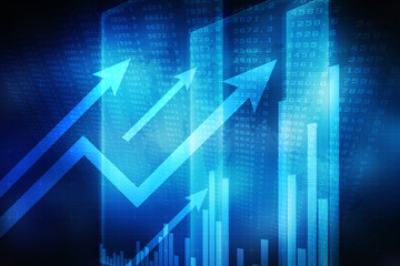 2d rendering Stock market online business concept. business Graph 