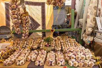 Garlic stall on a market in Provence