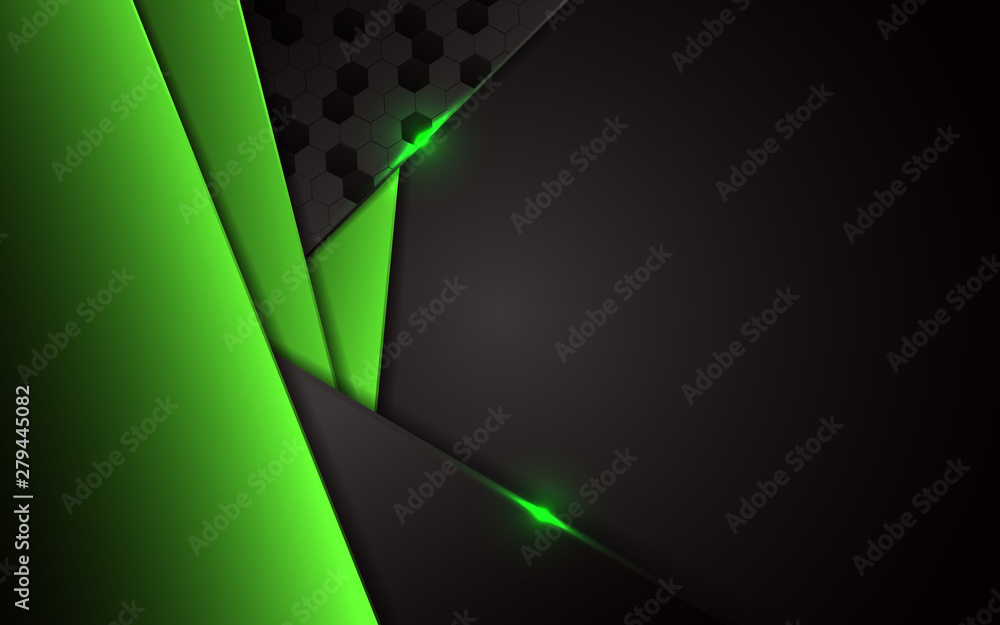 Poster abstract background with black and light green frame design metal shape background. triangle texture