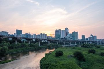 Sunset of Tancheon river