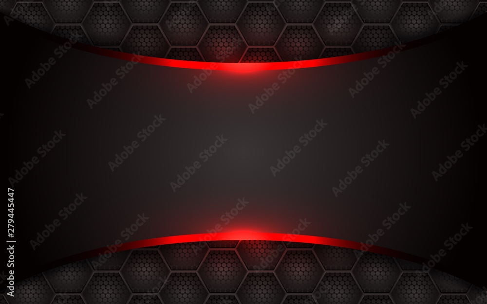Poster black and light red abstract background. tech geometric line metallic shape with pattern composition