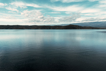 Fototapeta premium sunset over lake