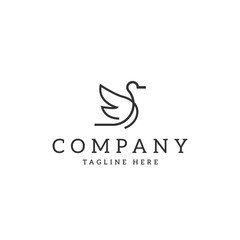 Naklejka premium Stork or Duck Fly Logo Design Template - Vector