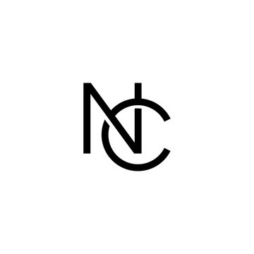 Creative modern unique elegant minimal artistic black and white color NC CN N C initial based letter icon logo. - Vector