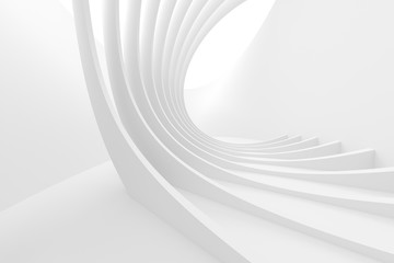 White Circular Building. Modern Geometric Wallpaper. Futuristic Technology Design - 279447618