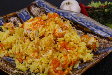 Traditional Pilaf with chicken and carrot
