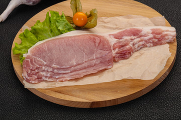 Raw pork bacon