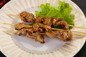 Chicken skin skewer