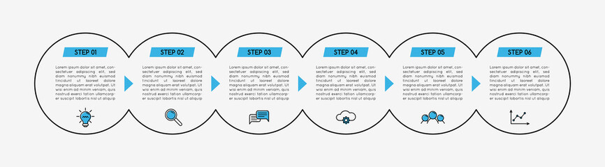 Circle infographic template with 6 options. Vector