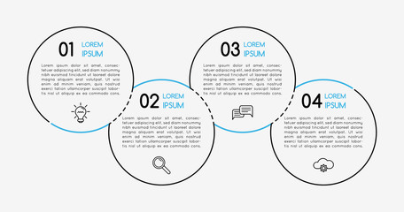 Circle infographic with business icons. 4 options. Vector