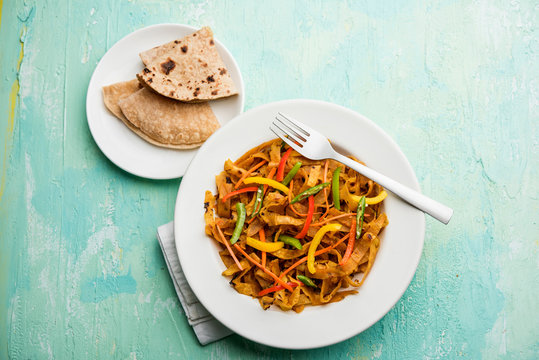 Leftover Chapati noodles also known as fodnichi holi or Upma is a great substitute for traditional unhealthy noodles for kids, selective focus