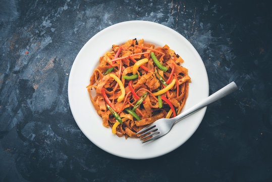 Leftover Chapati noodles also known as fodnichi holi or Upma is a great substitute for traditional unhealthy noodles for kids, selective focus