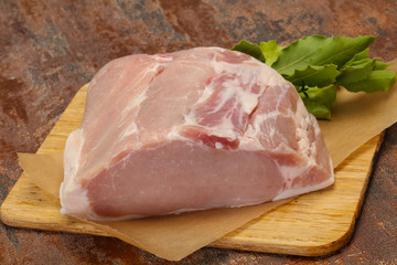 Raw pork meat piece for cooking