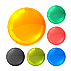 glossy bright circles buttons set