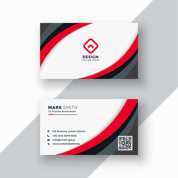 Red Wavy Business Card Design