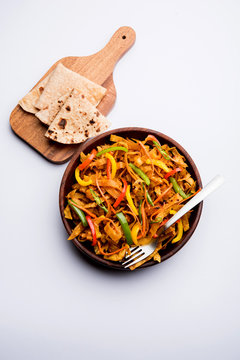 Leftover Chapati noodles also known as fodnichi holi or Upma is a great substitute for traditional unhealthy noodles for kids, selective focus