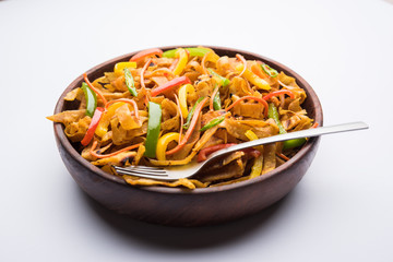 Leftover Chapati noodles also known as fodnichi holi or Upma is a great substitute for traditional unhealthy noodles for kids, selective focus