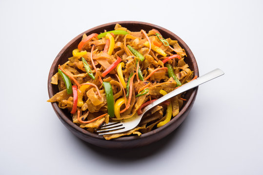 Leftover Chapati noodles also known as fodnichi holi or Upma is a great substitute for traditional unhealthy noodles for kids, selective focus