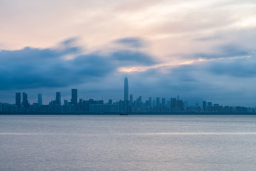 Fototapeta na wymiar Shenzhen, China, Guangdong city skyline before sunrise