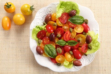 Salad of colorful tomatoes.