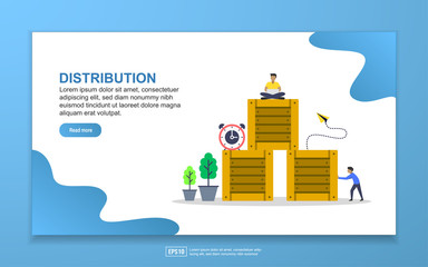 Vector illustration of distribution concept with tiny people character. Easy to edit and customize