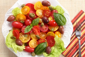 Salad of colorful tomatoes.