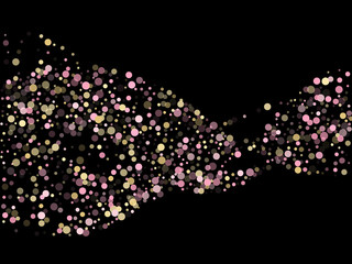 Pink gold confetti circle decoration for New Year banner background.