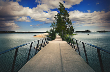 A bridge crossing to a small island