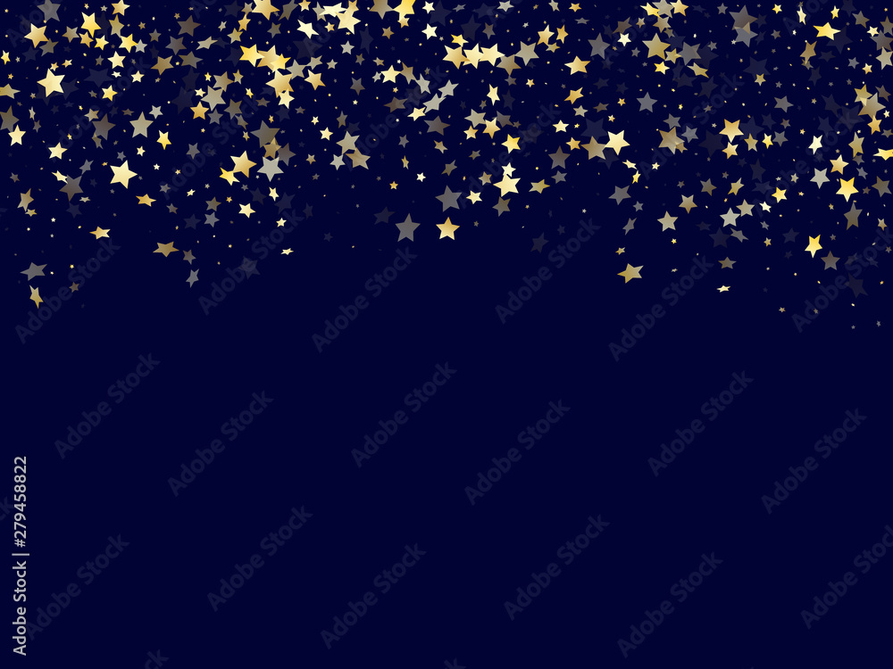 Wall mural gold falling star sparkle elements of glitter gradient vector background.