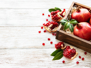Ripe pomegranate fruits
