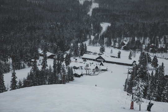 Looking down from the hill at a house