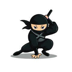 black ninja cartoon ready to use sword © fzr design