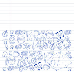 Camping vector illustration. Travel outdoor adventure