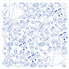 Camping vector illustration. Travel outdoor adventure