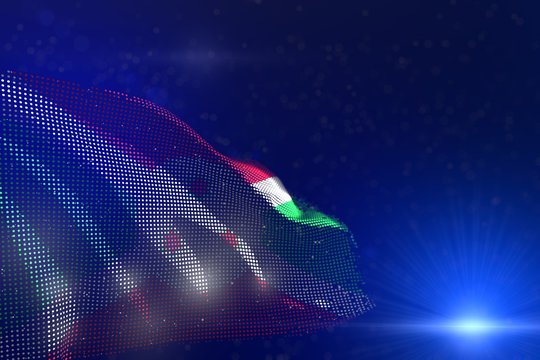 nice national holiday flag 3d illustration. - hi-tech photo of Burundi flag of dots waving on blue - selective focus and place for your content