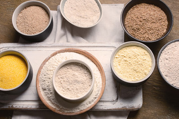 Fototapeta na wymiar Different types of baking flour